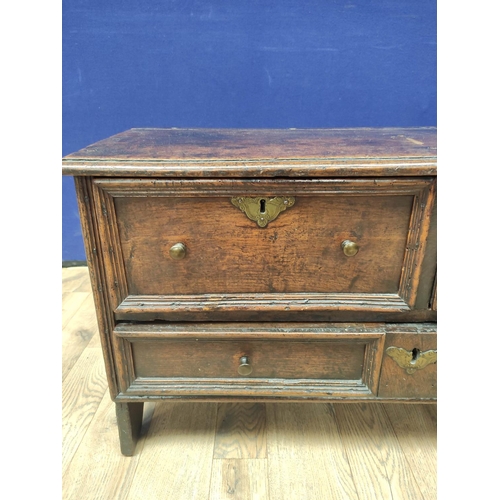 372 - 18th Century and later oak chest of drawers of low proportions with two deep drawers above two small... 