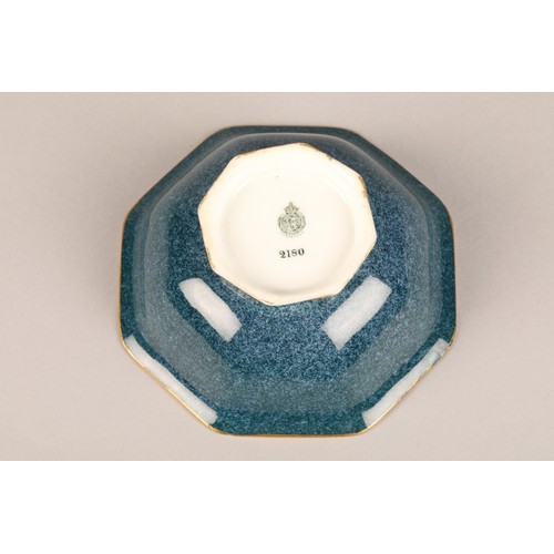 74 - Royal Worcester octagonal bowl, interior decorated with fallen fruit, signed T. Roberts with blue ex... 