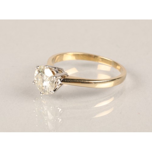 79 - Ladies diamond solitaire ring, brilliant cut diamonds 1.6 carat set on a 9ct gold shank, ring size O