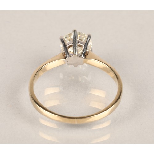 79 - Ladies diamond solitaire ring, brilliant cut diamonds 1.6 carat set on a 9ct gold shank, ring size O