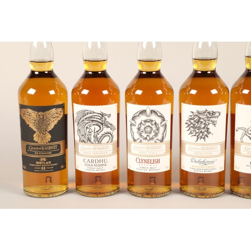 359 - Set of nine limited edition Game of Thrones bottles of whisky. House Stark, Dalwhinnie Winters Frost... 