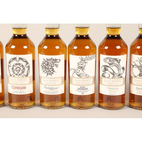 359 - Set of nine limited edition Game of Thrones bottles of whisky. House Stark, Dalwhinnie Winters Frost... 