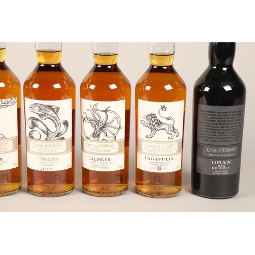 359 - Set of nine limited edition Game of Thrones bottles of whisky. House Stark, Dalwhinnie Winters Frost... 