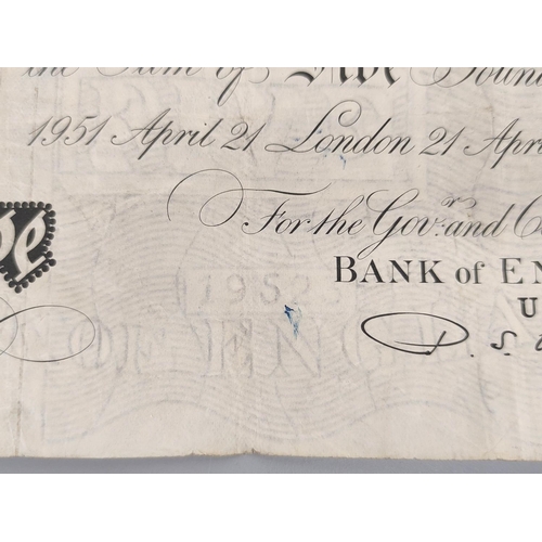 191 - Bank of England. Percival S. Beale, £5 note, 21st April 1951, serial number U45 092068.... 