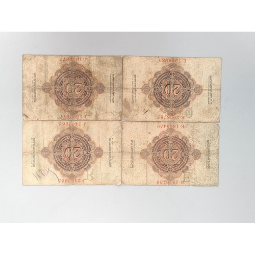 193 - Germany. 1910s/20s banknotes to include ten 1914 20 Mark notes, a 50 Mark note dated 1919 serial no ... 