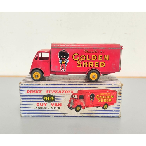 11 - Dinky Toys. Guy Van Golden Shred Robertson's delivery van comprising of red body with applied Golden... 