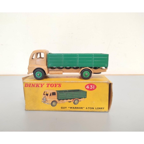 12 - Dinky Toys. Two boxed Guy Warrior 4-Ton Lorries No 431 one with light tan cab and dark green back, t... 