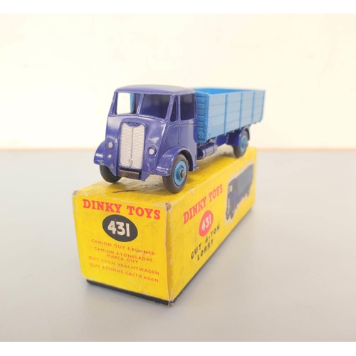 12 - Dinky Toys. Two boxed Guy Warrior 4-Ton Lorries No 431 one with light tan cab and dark green back, t... 