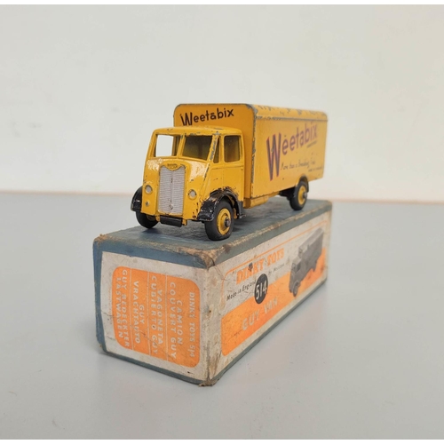15 - Dinky Toys. Guy Van 'Weetabix'  No 514 yellow cab and body with applied company logo to the sid... 