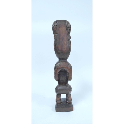 363 - South Pacific carved Maori totem figure of Tiki circa 1960s, with allover incised decoration, mother... 