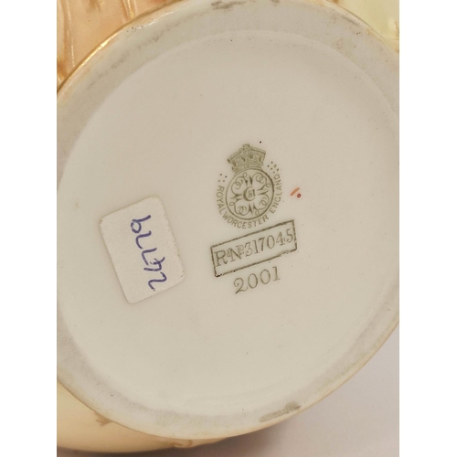 301 - Royal Worcester blush ivory porcelain biscuit barrel with hallmarked silver cover for Walker & H... 