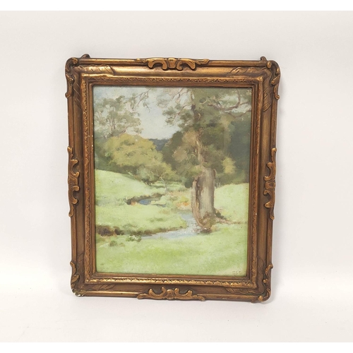 236 - Grace E Sainsbury (Fl 1889-1893).Woodland Stream.Oil on Board.Initialled to lower right.29cm x 23cm.... 