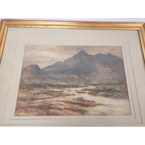 245 - British SchoolMountain Landscape Scene with StreamWatercolourInitialled ETC to lower right33.5cm x 4... 