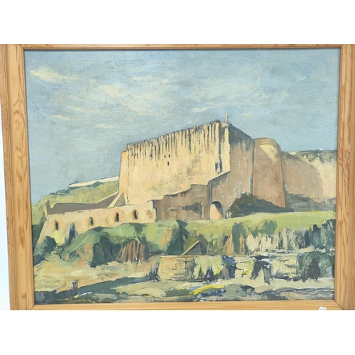 247 - Donal Dunne (British 1914-1997)Fort Jesus, Mombasa Kenya circa 1954Oil on BoardTitled to verso and i... 