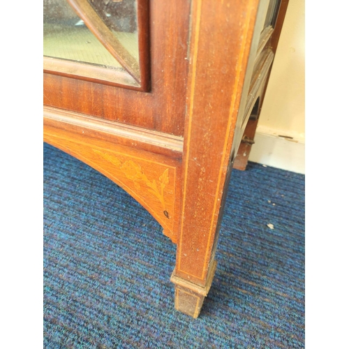 375 - Art Nouveau inlaid mahogany display cabinet,  early 20th Century with twin glazed astragal doors enc... 