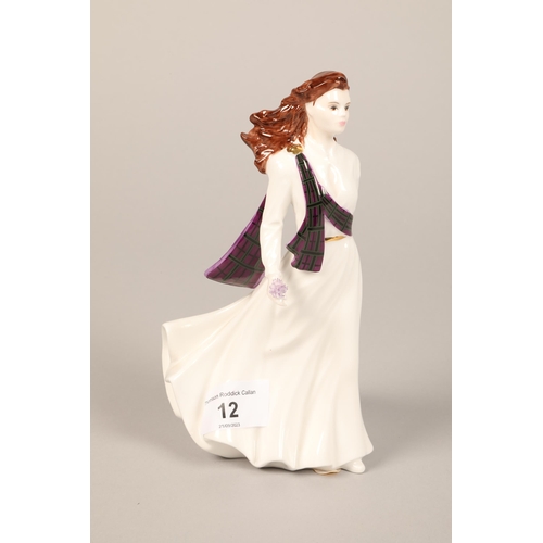 12 - Coalport figure ' Heather' 19.5 cm high,  Wedgwood figure ' Scotland' 17 cm high (2)