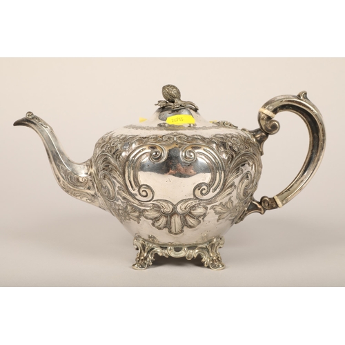 134 - 19th c. Martin Hall & Co. silver plate teapot and ball and claw footed salver (2)