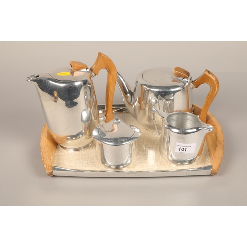 141 - Picquot ware coffee set and tray.