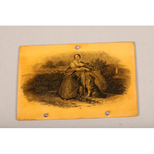 158 - Tartanware toggle, Mauchline ware small plaque with scenes