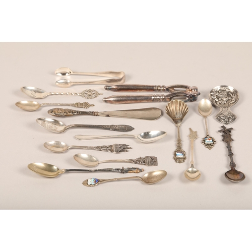 160 - Assortment of silver, epns, white metal souvenir spoons etc.