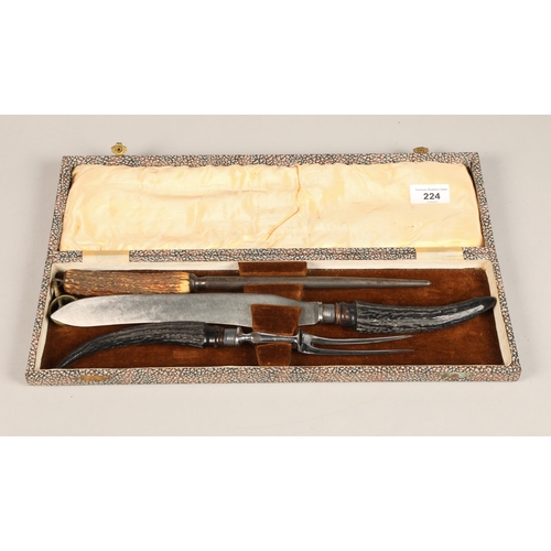 344 - Horn handled carving set