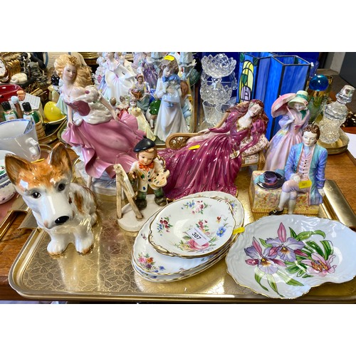 307 - Sylvac terrier dog 1207, Royal Doulton 'Miss Demure' HN 1402, Franklin Mint 'Sleeping Beauty', Parag... 