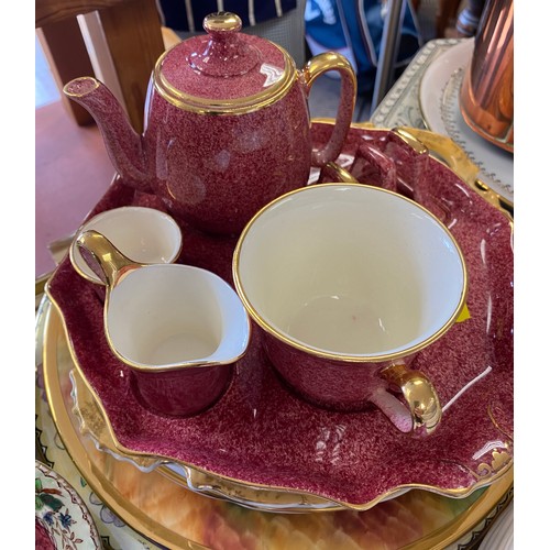 302 - Masons Blue and white part tea set, Maling ware, Hummingbird plate, Carlton ware 'Handcraft' dish.