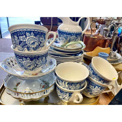 302 - Masons Blue and white part tea set, Maling ware, Hummingbird plate, Carlton ware 'Handcraft' dish.