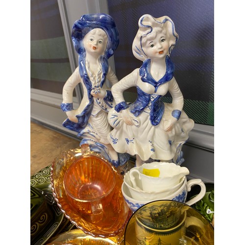 296 - Carnival ware, Capidimonte figures, ceramics, wedgwood jasperware, etc