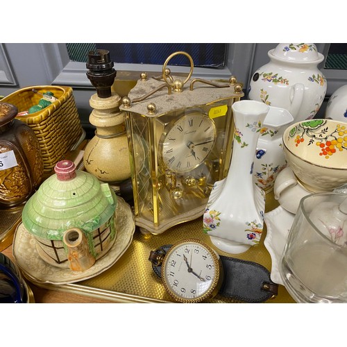 294 - Assortment of decorative ware, clocks, vases, etc