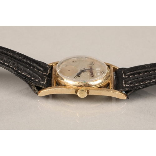 101 - 10ct gold filled Longines watch with leather strap.