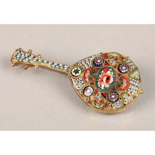 102 - Micro mosaic brooch in the form of a mandolin.