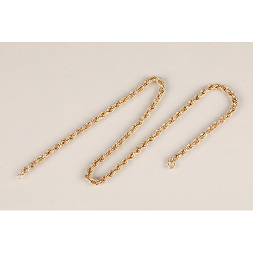 76 - 9ct yellow gold metal rope twist necklace, 9.4 grams