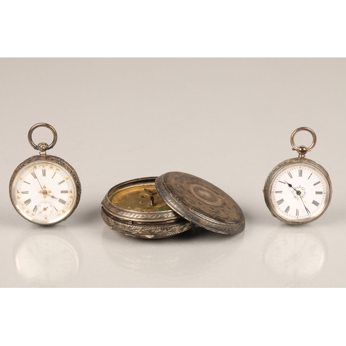 88 - Silver pocket watch and two others.