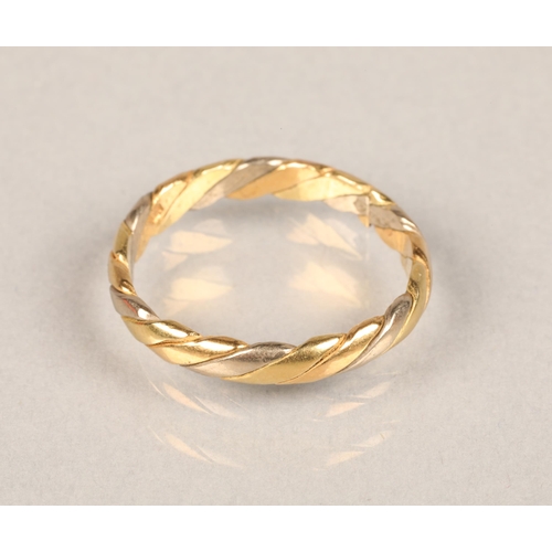 96 - 18ct gold tricolour band, 2.2g, size: K