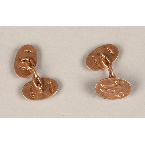 99 - Pair of 9ct rose gold cufflinks.5.4 grams