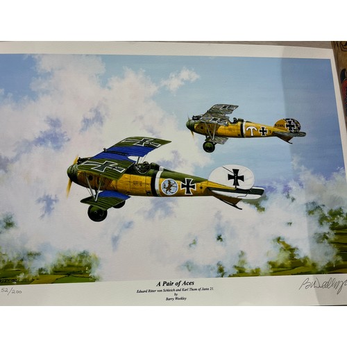 543 - Three unframed aircraft prints, including a limited edition print 