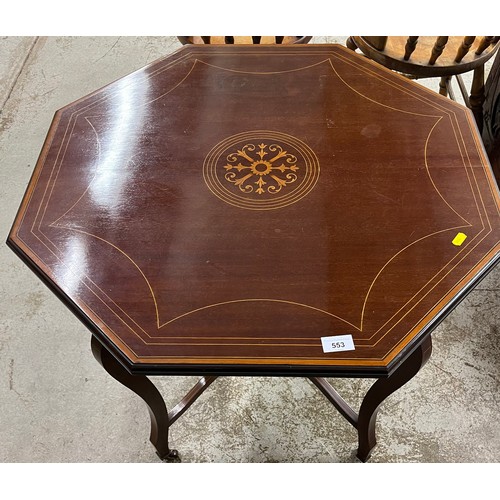 553 - Inlaid mahogany octagonal window table.diameter 72cm