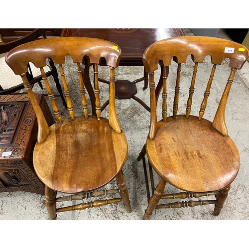 554 - Pair yew spindle back kitchen chairs