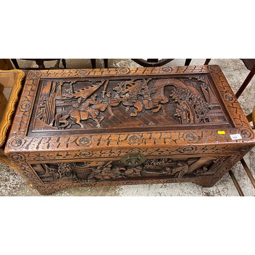 556 - Modern Oriental carved blanket box