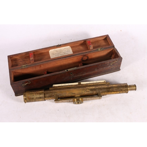 22 - Antique brass surveyor's level, in fitted box.