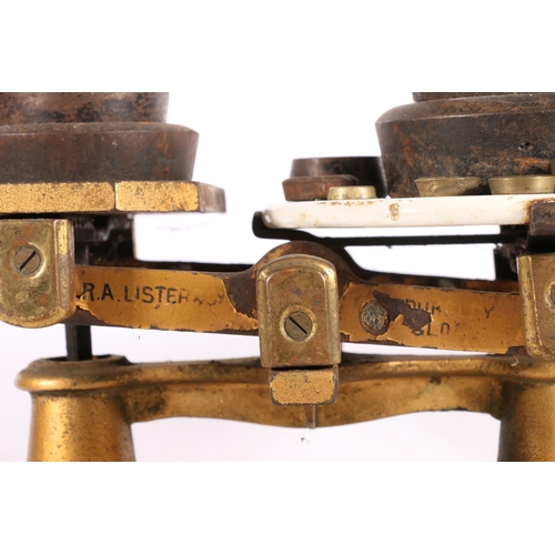 25 - R A Lister & Co. set of vintage scales and weights.