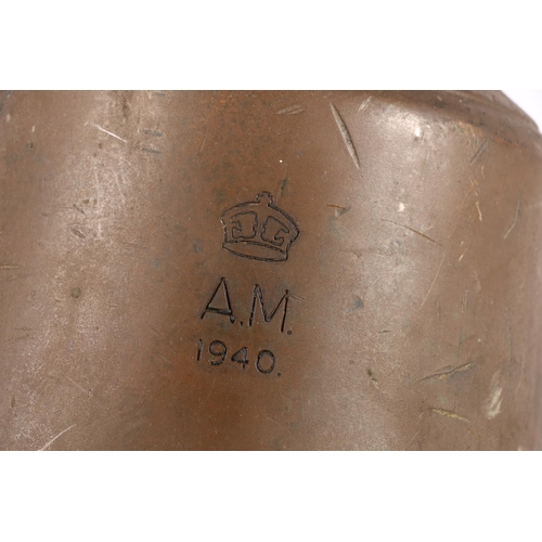 41 - WWII RAF scramble bell, with Air Ministry crown motif dated 1940, additionally stamped ATW with broa... 