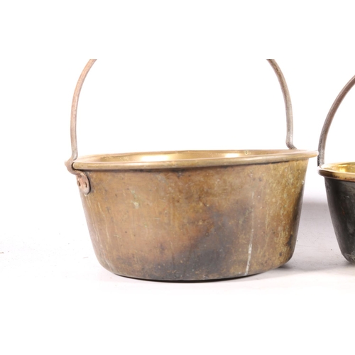 8 - Two vintage brass jelly pans, largest 38cm diameter.  (2)