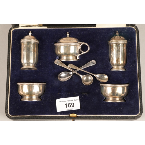 169 - Silver cruet set Birmingham 1926, by Adie Brothers144 grams