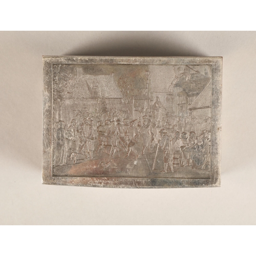 172 - White metal jewellery box, depicting village scene and engraved fete au village, Musee De Louvre 9.3... 