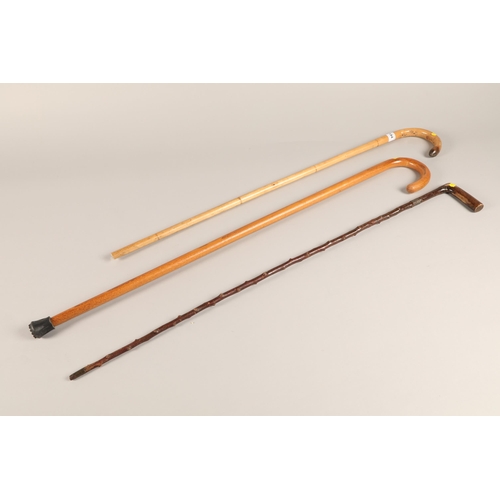 194 - Three wooden walking sticks