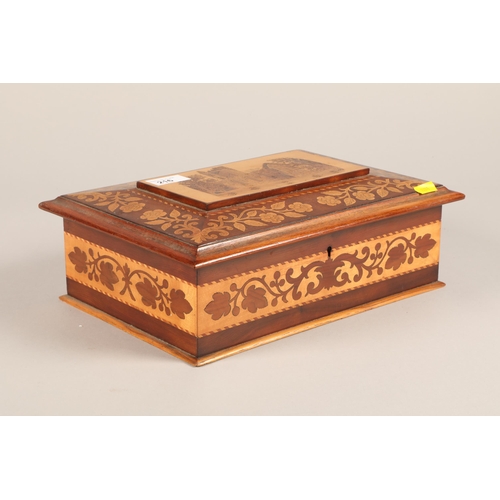 216 - Wooden marquetry Irish design sewing box