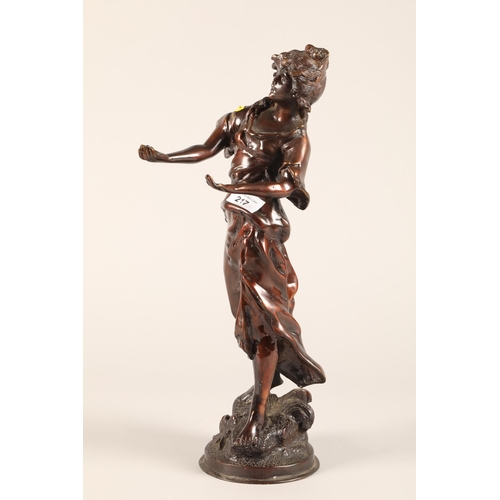 217 - Bronze statue of a female figure 45cm h