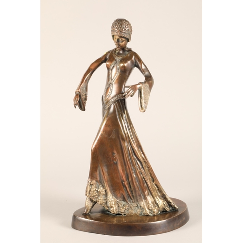 219 - Bronze figure of an Art Deco/Nouveau style lady